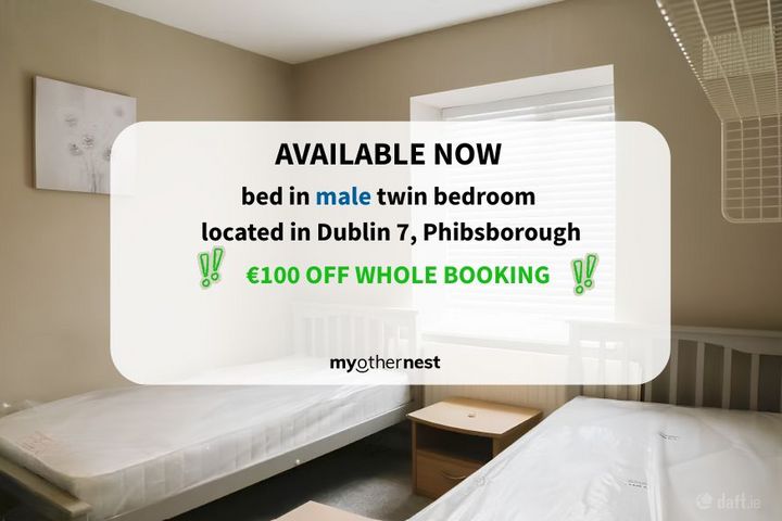bed in male twin bedroom 7.4.B King'S Inns Court,Phibsborough Road,Dublin 7, North Circular Road, Dublin 7