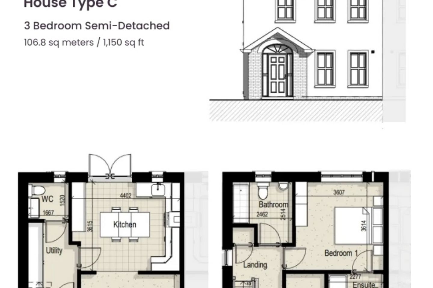 House Type C - 3 Bedroom Semi Detached , Leargán, Kilmacthomas, Kilmacthomas, Co. Waterford