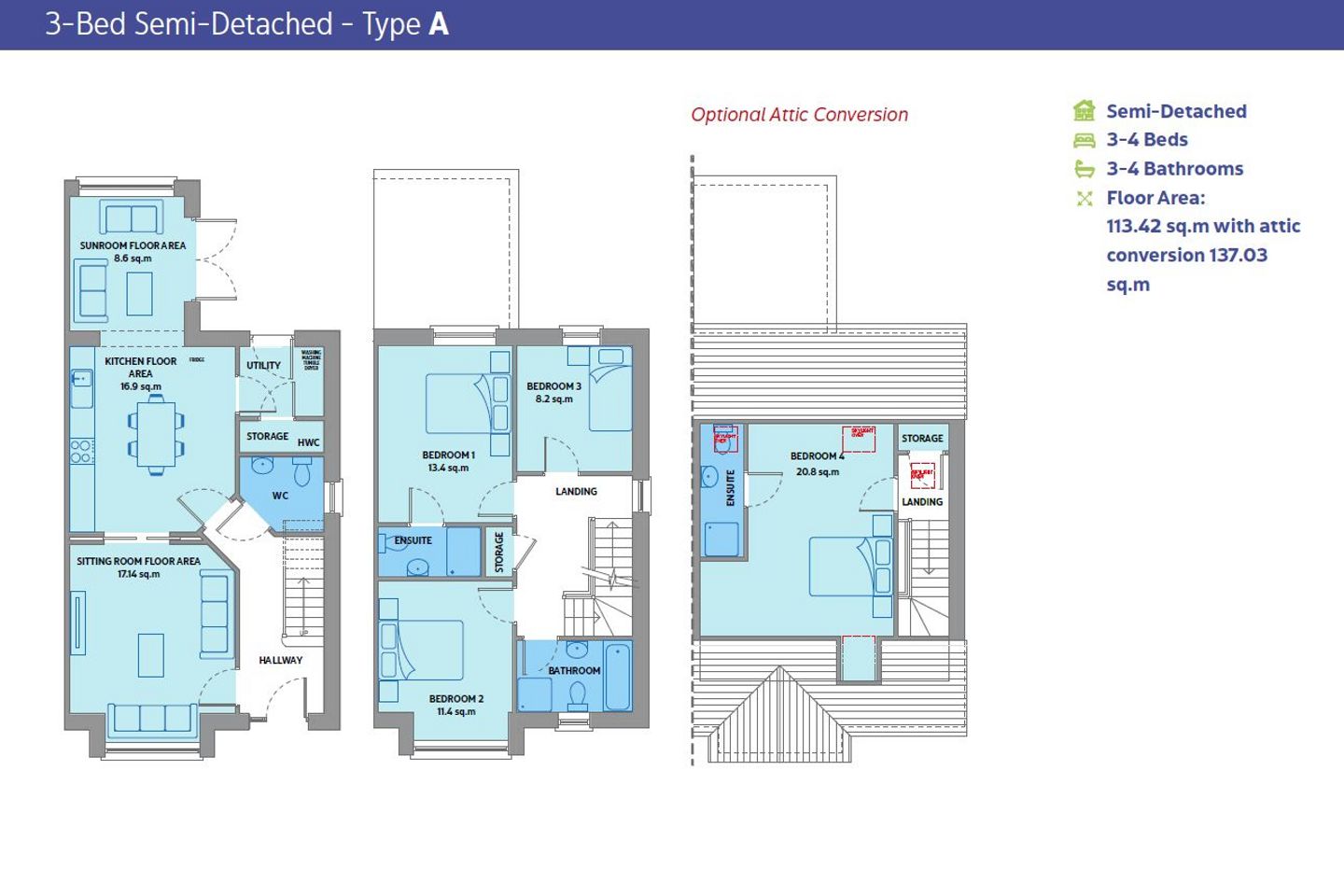 3 Bed Semi Detached , White Haven, Abbeyside, Dungarvan, Co. Waterford