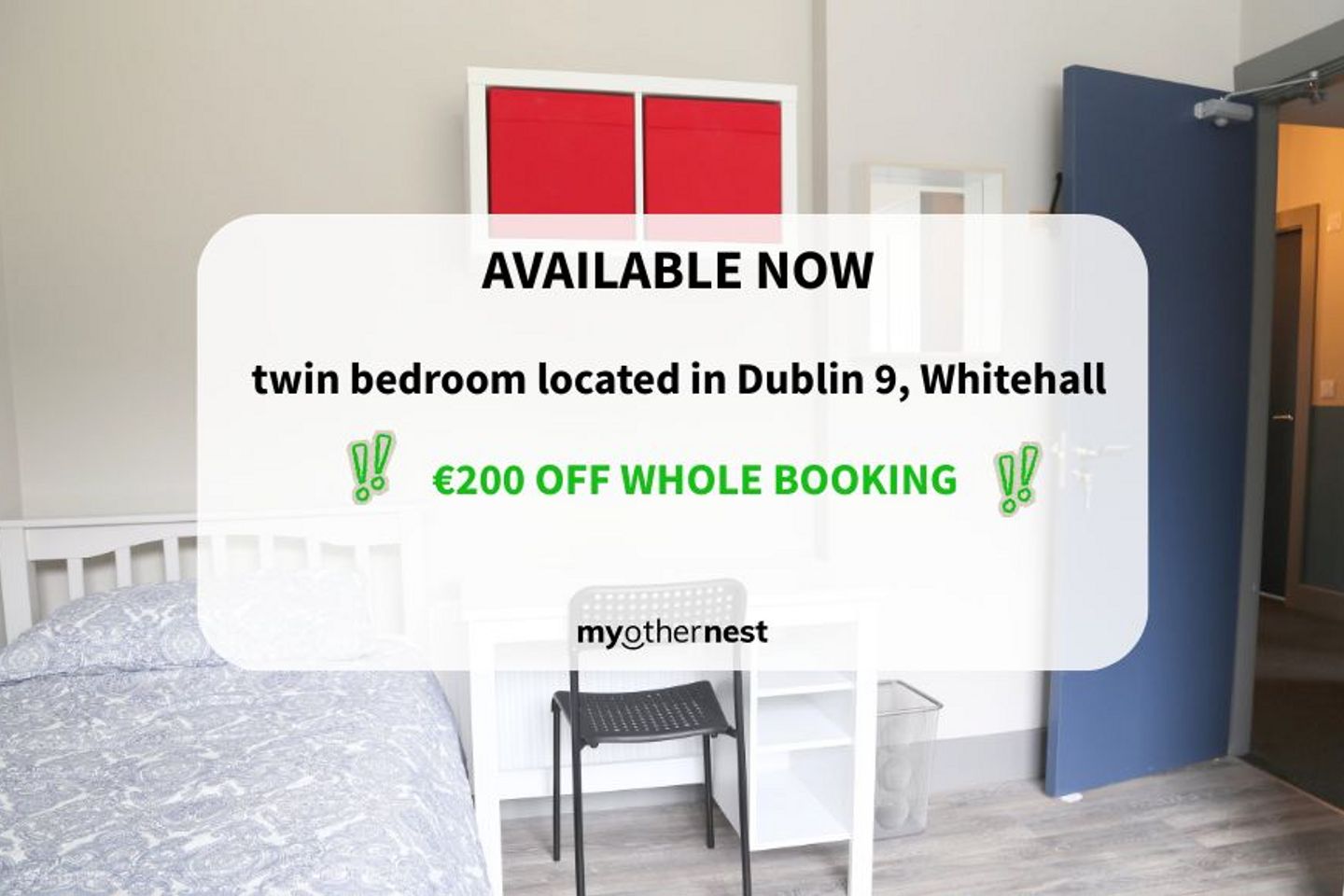 full twin bedroom,  1.2.4 The Rise,Dublin 9, Drumcondra, Dublin 9