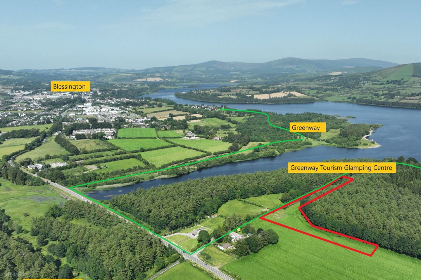 Development Site c. 2.7 Acres / 1.1 HA., FPP for Glamping / Tourist Centre, Blessington Lakes Greenway, Blessington, Co. Wicklow