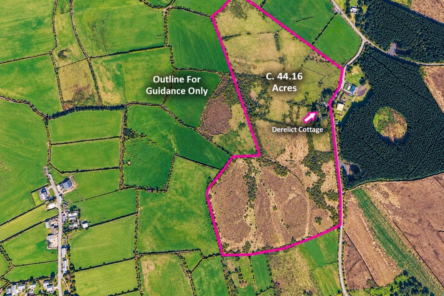 C. 44.16 Acres, Derelict Cottage & Road Frontage, Carrowmore, Ballycastle, Co. Mayo