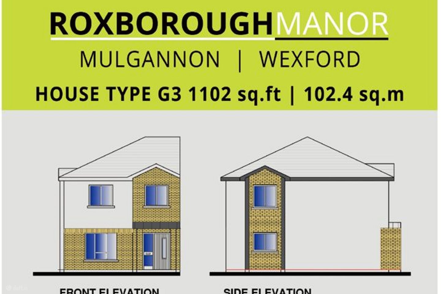 House Type G3 - 3 Bed Semi-Detached , Roxborough Manor, Mulgannon, Co. Wexford
