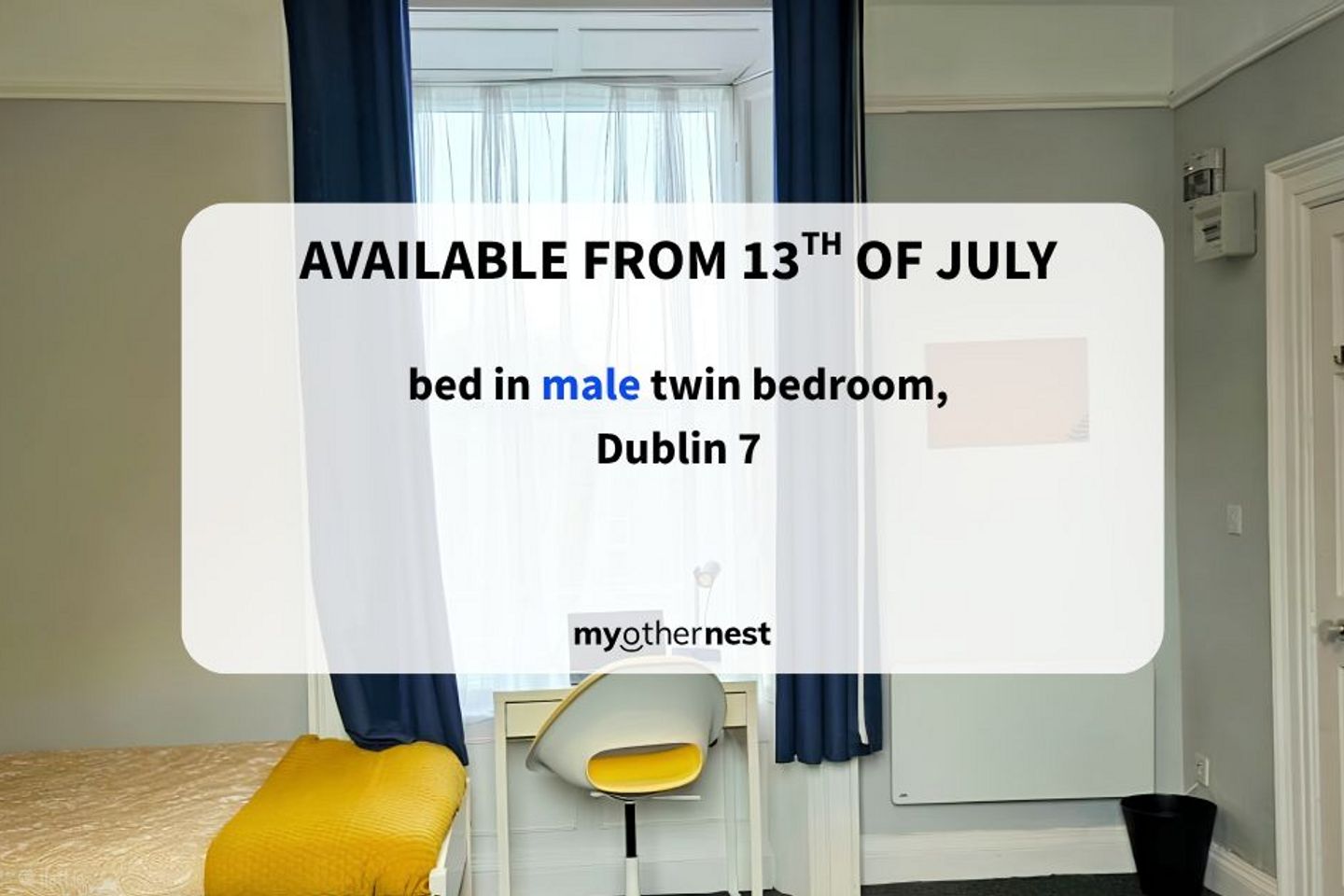 bed in male twin bedroom, Royal Canal Terrace, Phibsborough Road, Dublin 7, North Circular Road, Dublin 7