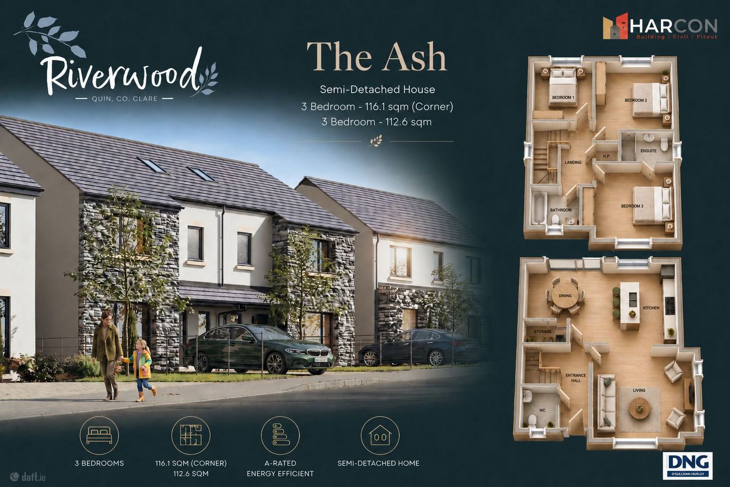 The Ash - 3 Bedroom Semi-Detached, Riverwood, Quin, Co. Clare, Riverwood, Quin, Co. Clare, Ennis, Co. Clare