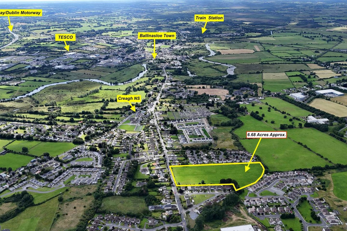6.68 ACRES (approx) OF PRIME LANDS, ZONED RESIDENTIAL, LOCATION AT ATHLONE ROAD, CREAGH BALLINASLOE, Ballinasloe