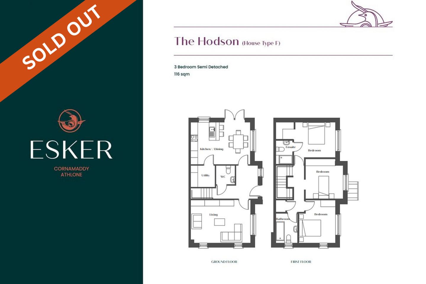 The Hodson (House Type F), Esker, Esker, Cornamaddy, Athlone, Co. Westmeath