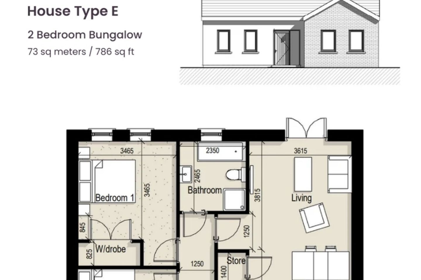 House Type E - 2 Bedroom Bungalow, Leargán, Kilmacthomas, Leargán, Kilmacthomas , Waterford City, Co. Waterford