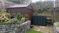 Rear garden, shed and oil-tank